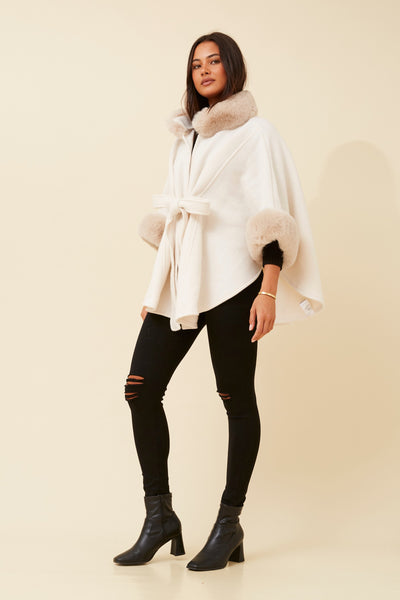 Ursula Faux Fur Trim Poncho