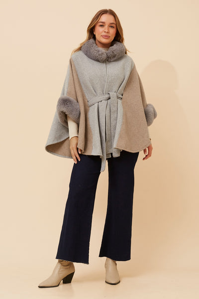 Ursula Cape Camel Grey