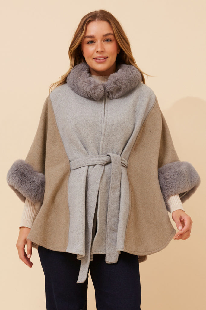 Ursula Cape Camel Grey