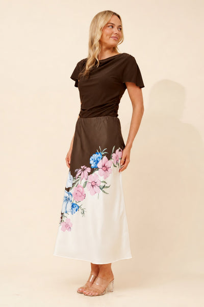 Paulina Bias Cut Print Skirt