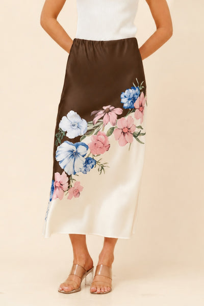Paulina Bias Cut Print Skirt