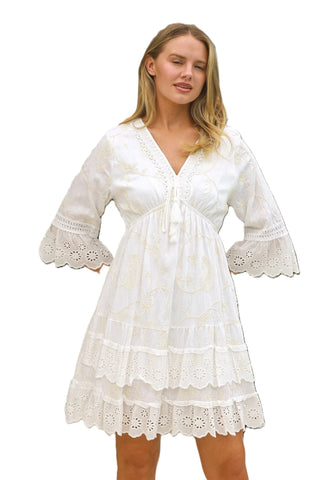 Embroidered Mini Dress White Butter