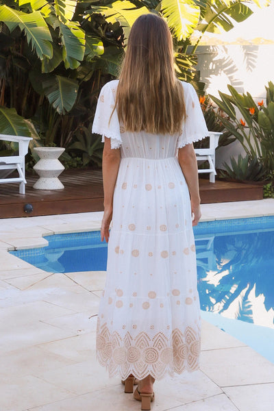 Crystal Embossed Dress White - Cavorte 