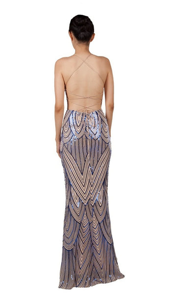 Rio Backless Formal Dress Blue