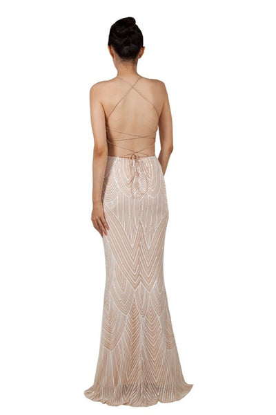 Rio Backless Formal Dress Ivory