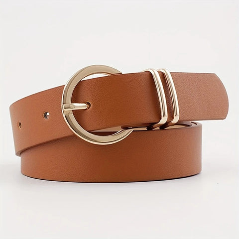 Round Buckle Belt Tan - Cavorte 