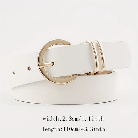 Round Buckle Belt White - Cavorte 