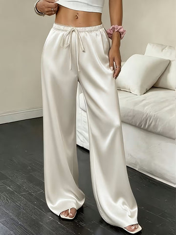 Milano Drawstring Satin Pant Ivory