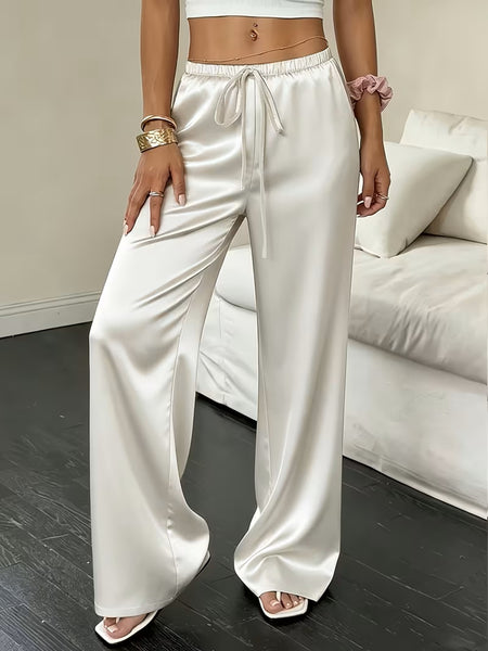 Milano Drawstring Satin Pant Ivory