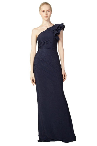 Sigrid Ruffle Shoulder Formal Dress Navy