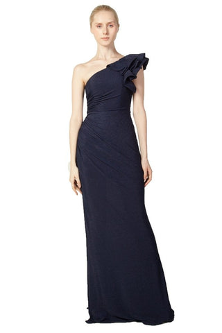 Sigrid Ruffle Shoulder Formal Dress Navy