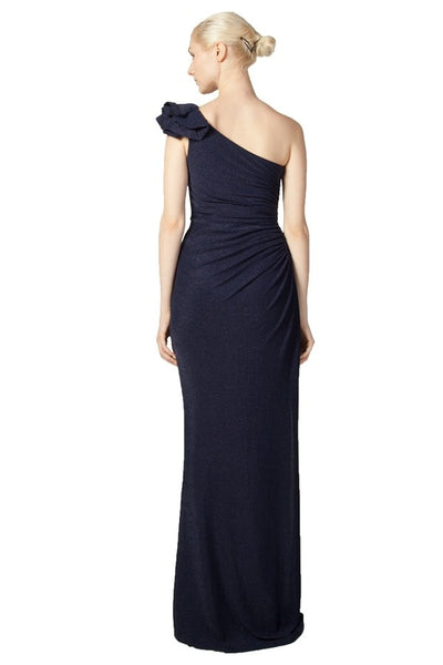 Sigrid Ruffle Shoulder Formal Dress Navy