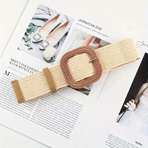 Stretch Woven Belt Cream