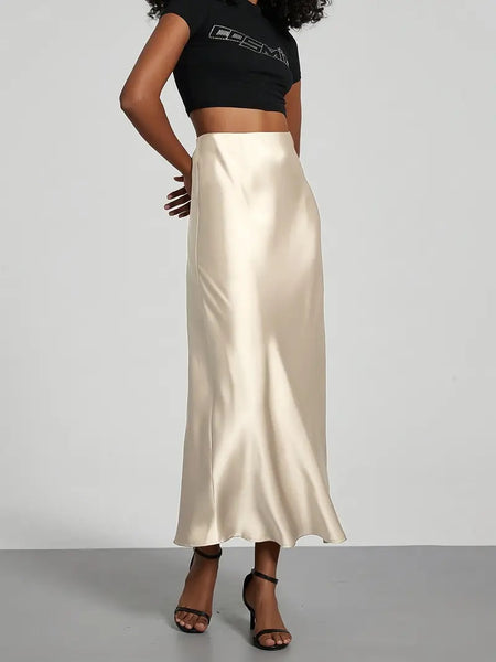 Sabine Bias Cut Skirt Champagne