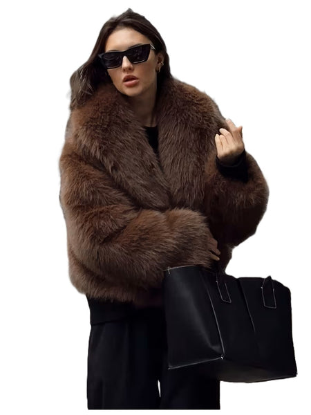 Ellesa faux Fur Jacket Cocoa