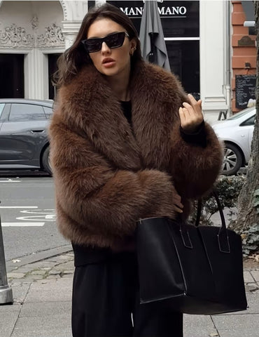 Ellesa faux Fur Jacket Cocoa