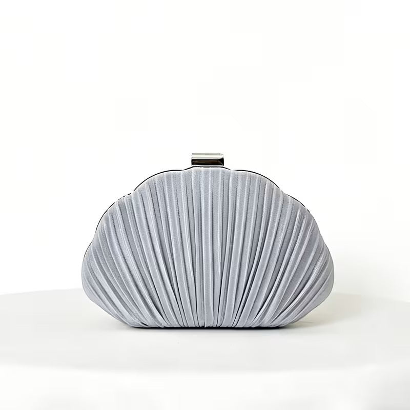 Shell Pleat Clutch Silver