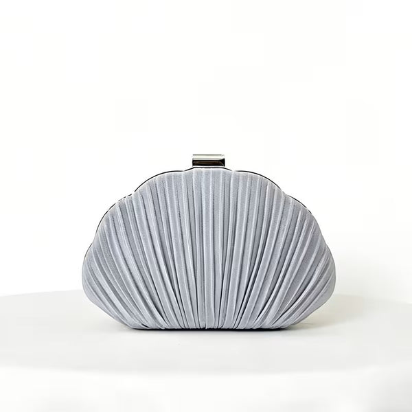 Shell Pleat Clutch Silver