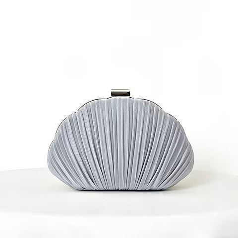 Shell Pleat Clutch Silver