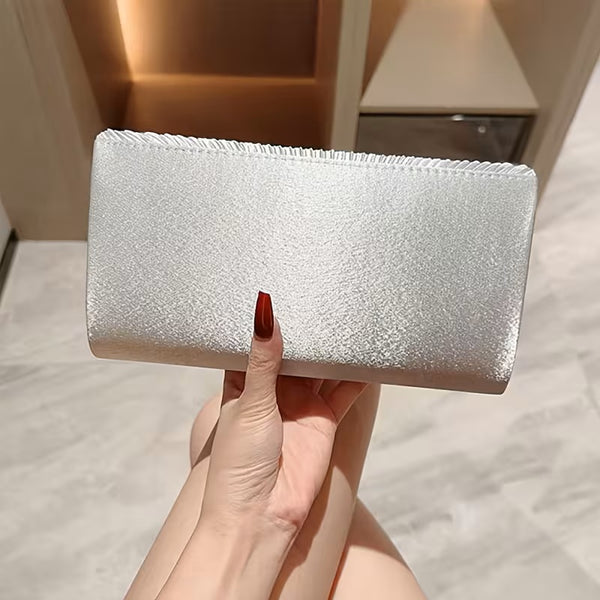 Silver Pleat Clutch