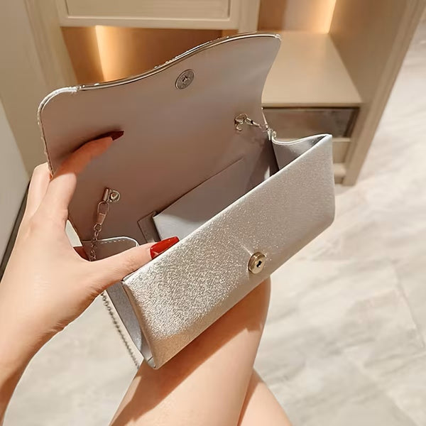 Silver Pleat Clutch