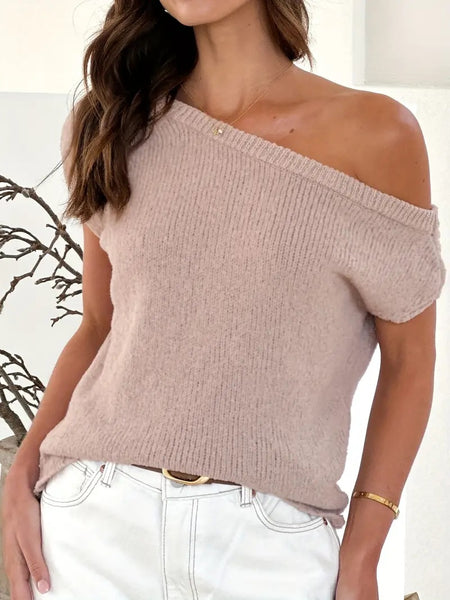 Slouch Knit Top Beige