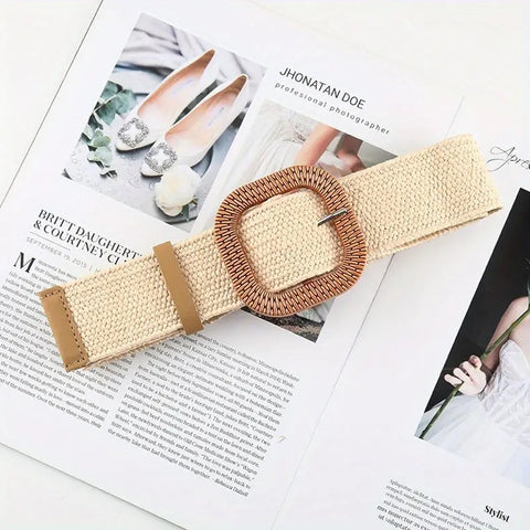 Mia Stretch Woven Belt Cream - Cavorte 