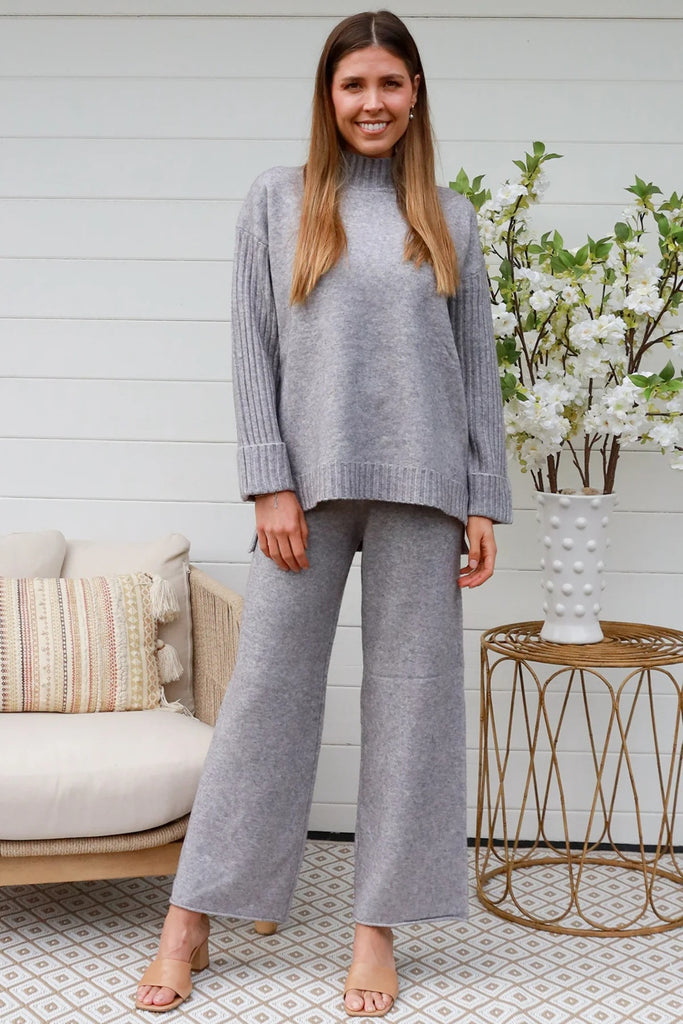 Sybil Knit Pant Set Grey