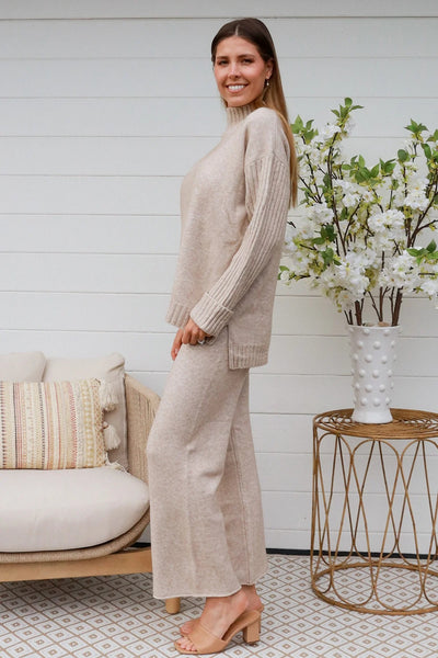 Sybil Knit Pant Set Beige