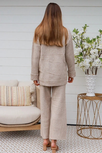 Sybil Knit Pant Set Beige