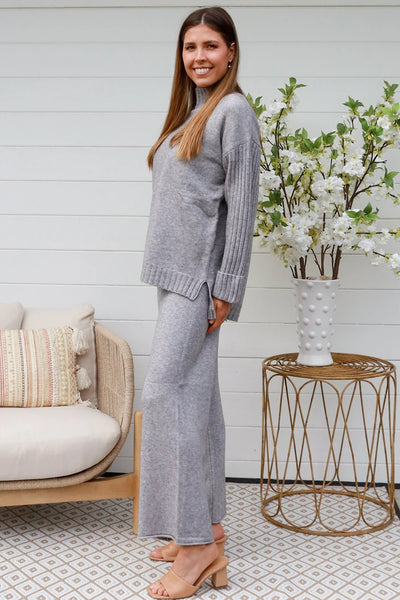 Sybil Knit Pant Set Grey