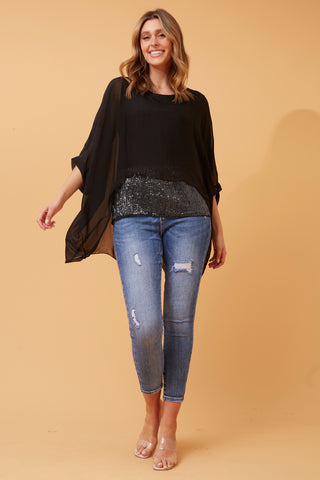 Italian Silk & Sequin Evening Top