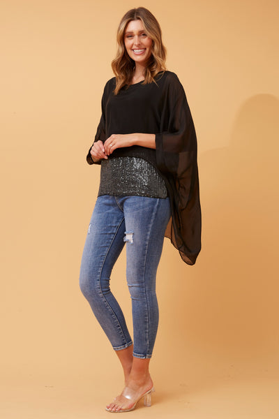 Italian Silk & Sequin Evening Top