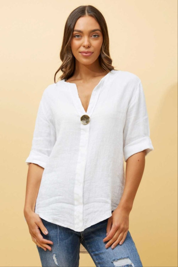 La Biancheria Button Top White