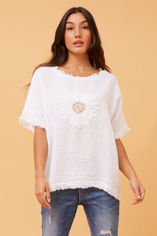 La Biancheria Sequin Top White