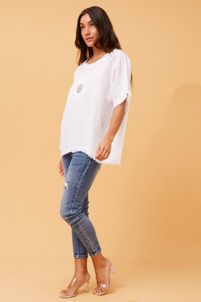 La Biancheria Sequin Top White