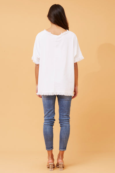 La Biancheria Sequin Top White