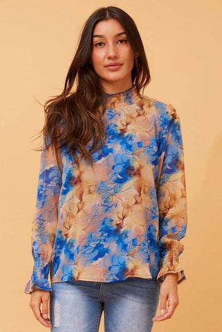 Cilla Blouse Mocha Blue