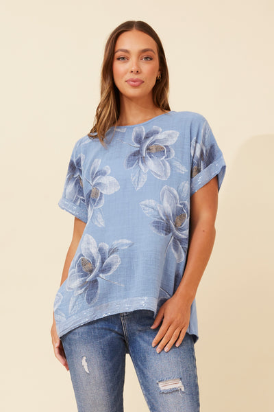 La Biancheria Top Blue Floral