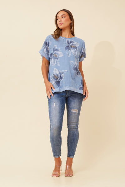 La Biancheria Top Blue Floral