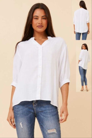 Delta Button Detail Shirt White