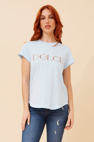Dolce Embossed Tee Sky
