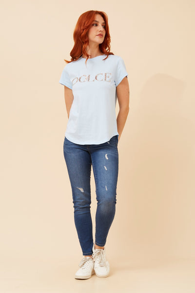 Dolce Embossed Tee Sky
