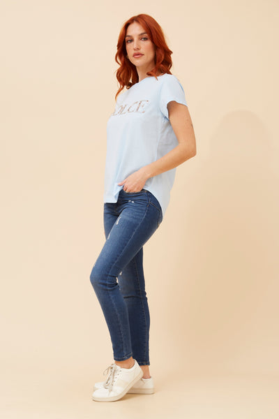 Dolce Embossed Tee Sky