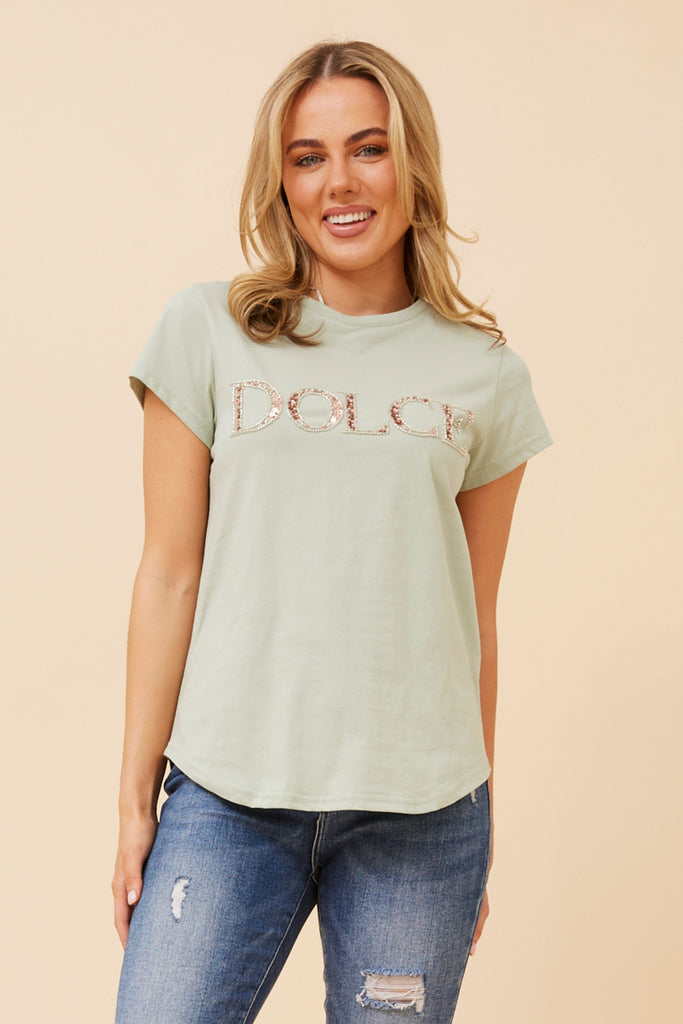 Dolce Embossed Tee Sage