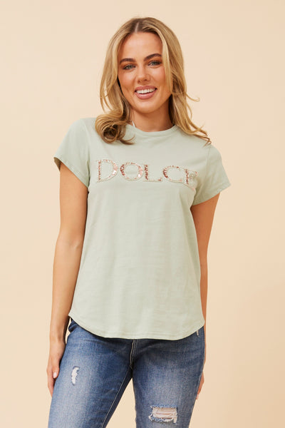 Dolce Embossed Tee Sage