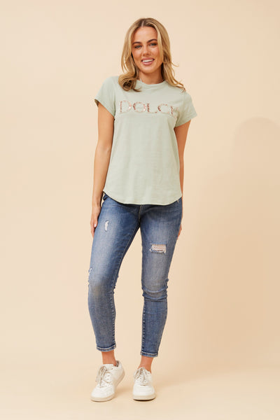 Dolce Embossed Tee Sage