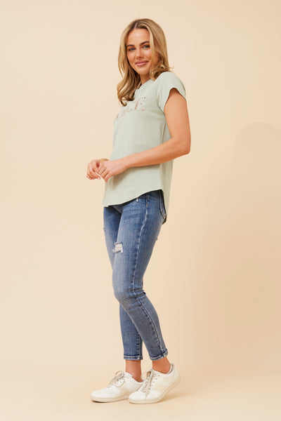 Dolce Embossed Tee Sage