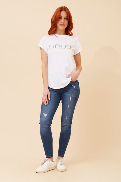 Dolce Embossed Tee White