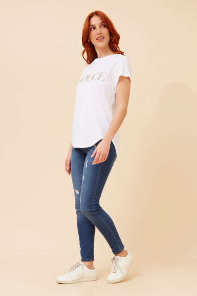 Dolce Embossed Tee White